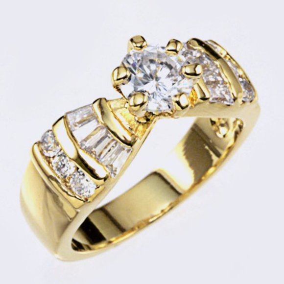 Gold Crystal Bow Tie Shaped Ring Sizes 7 & 8 - Picture 5 of 5